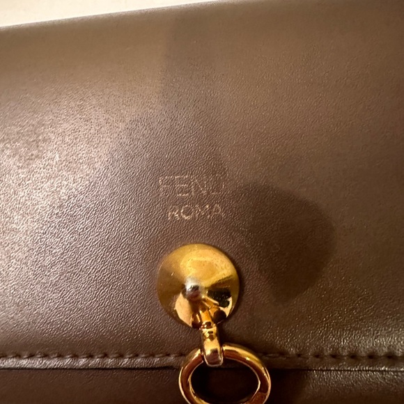 Fendi Roma as seen on pic on logo-long wallet dark tan/ light brown in EUC - Picture 3 of 10